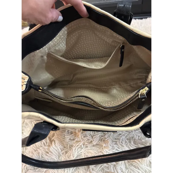 Kate Spade New York‎ Striped Patent Leather Tote Bag Black Cream - Image 7