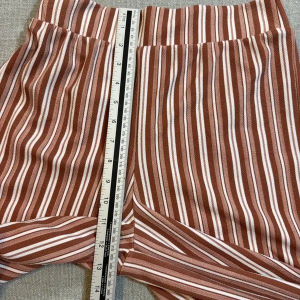 Boohoo 2 Piece Set Women US 4 Brown White Striped Crop Top Wide Leg Pants Boho - Image 6