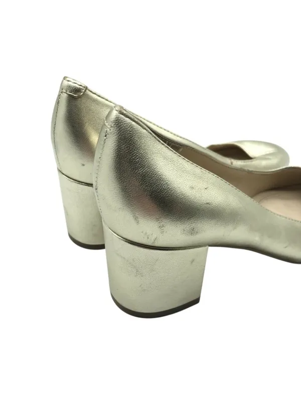 Marc Fisher Block Heels Closed Toe Slip On Leather Gold Size 6 - Image 4