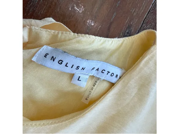 English Factory Butter Yellow Tiered Ruffle Sleeve Maxi Dress Size Large - Image 7