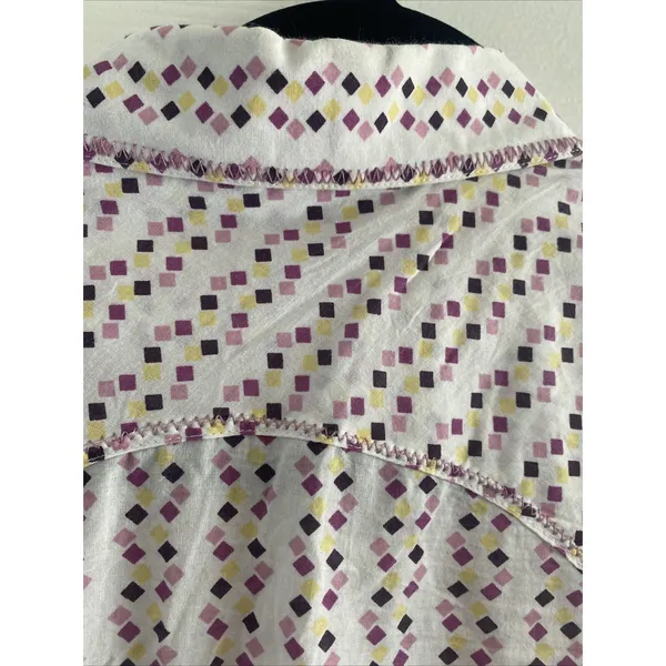 Ariat Western Pearl Snap Shirt Womens M Purple Yellow Diamond Print Cotton Top - Image 9