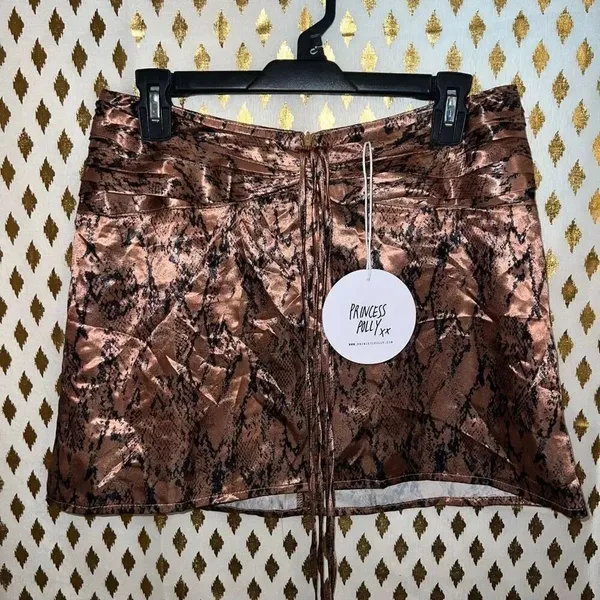 NWT Princess Polly snakeskin print mini skirt silky satin size 4 - Image 3