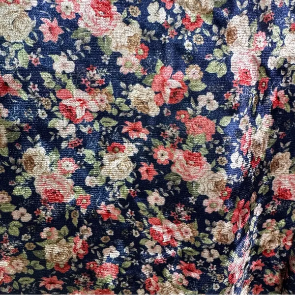 NWT Mable Leighton Floral Velvet Puff Sleeve Midi Dress Navy Size L - Image 5