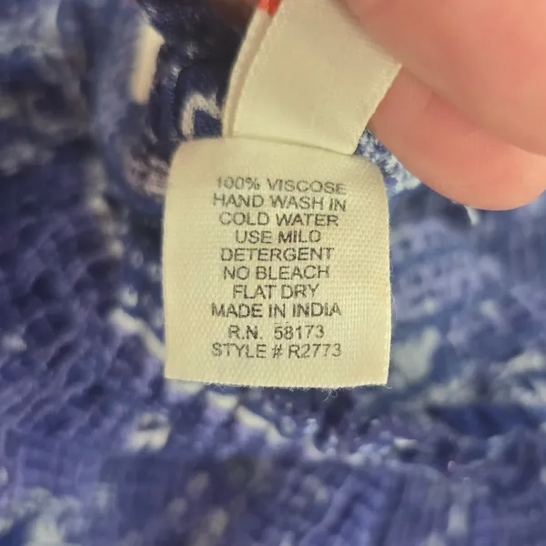 RAGA Top Womens Medium R2773 Blue Purple Smocked Off Shoulder NEW - Image 4