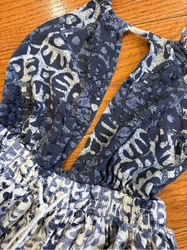 Free People Blue Open Back Halter Mini Dress XS Boho Festival Beachy - Image 5