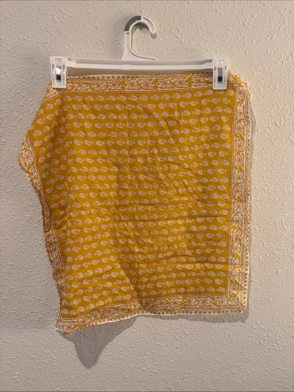 Madewell Yellow Floral Print Scarf with White Border - Image 3