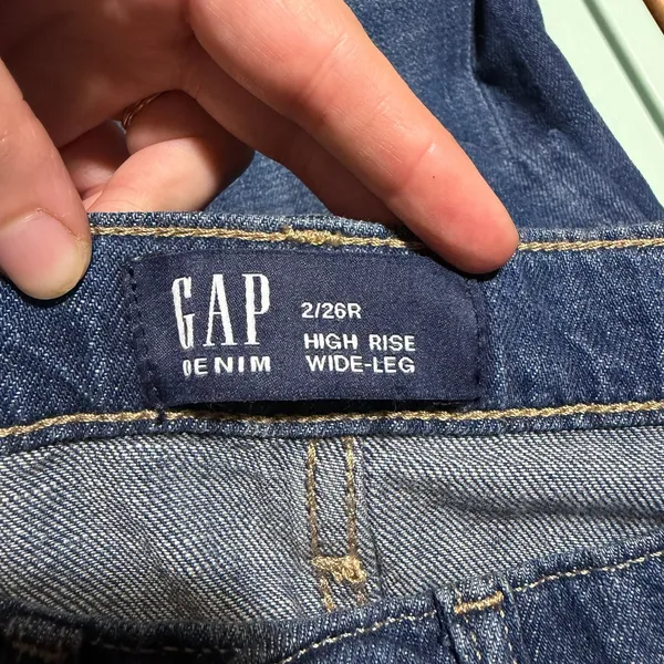 Vintage GAP blue medium wash high rise wide leg denim 100% cotton jeans flare 2 - Image 6
