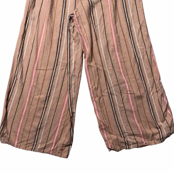 Aerie Strapless Wide Leg Striped Linen Blend Jumpsuit Womens M - Image 7