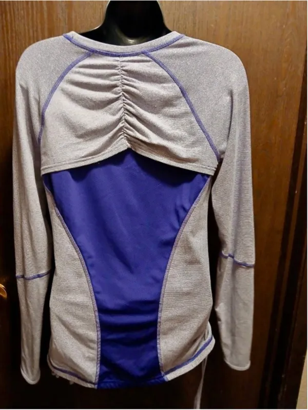 Lucy Activewear Women's Long Sleeve Athletic Top Purple Gray Stripe Small JC536 - Image 8