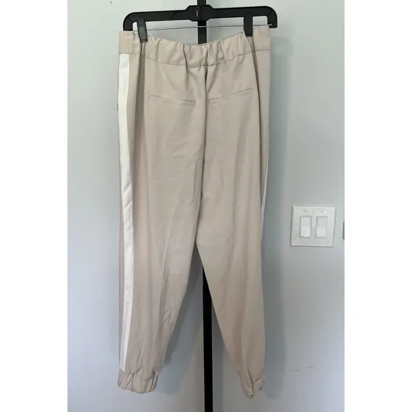 Alice And Olivia Pete Jogger Pants Size Medium Cream With White Stripes - Image 5