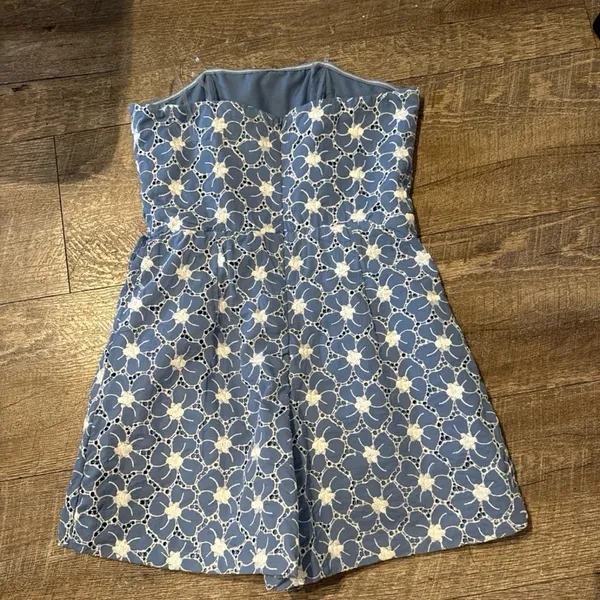 NWOT Do + Be Blue Eyelet Strapless Romper - Image 6