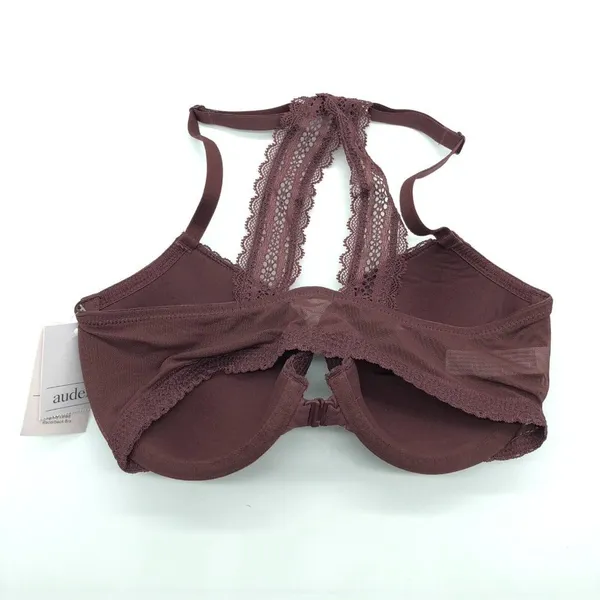 Auden Bra The Ace Demi Front Closure Lightly Lined Racerback Burgundy 36DDD - Image 2