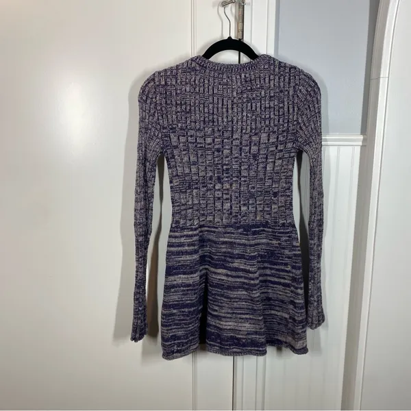 Free People Rachel Cardigan Sweater‎ Dress Purple Button Mini Marled V-neck - Image 8