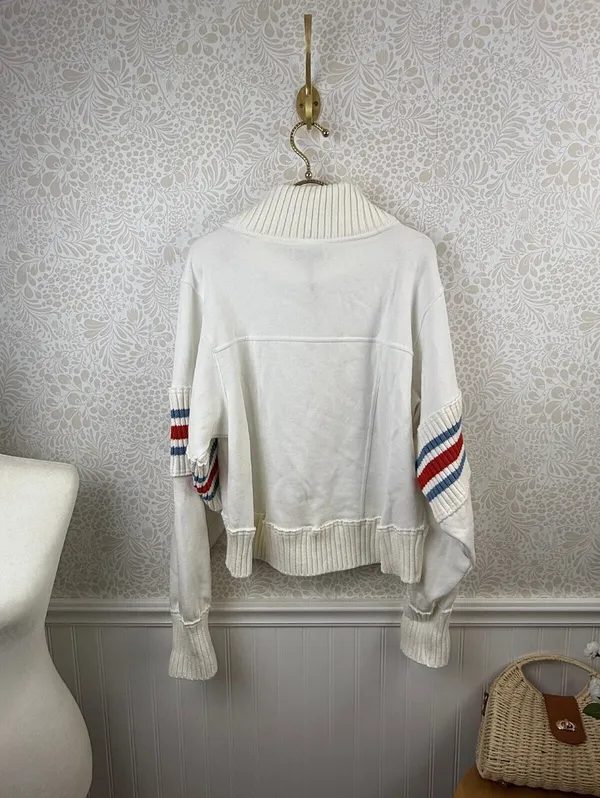Daily Practice White Stripe Indy Half-Zip Crop Hooded Sweatshirt - Size - Medium - Image 8