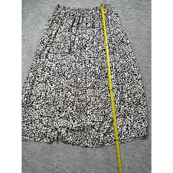 Tahari Womens Black Cream Abstract‎ Floral Elastic Waist Midi A-Line Skirt Large - Image 6