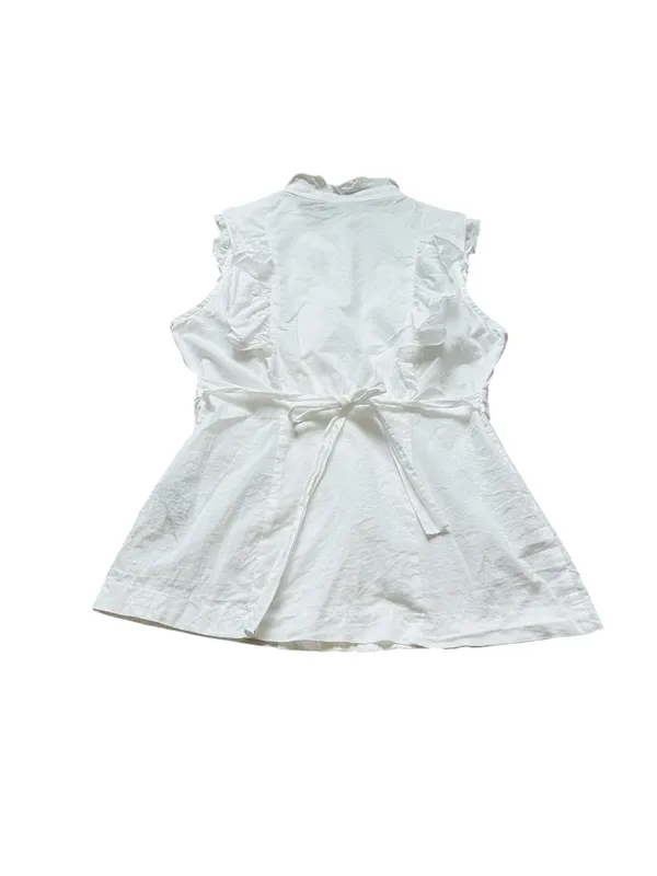 Vintage Rampage White Shirt Ruffles Pleated Front Tie Back Y2K Feminine Cottage - Image 3