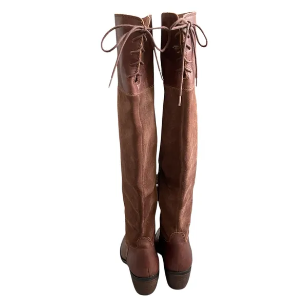 Lucky Brand Komah Brown Over-the-Knee Women's Healed Boots Size 7 Leather Lace - Image 5