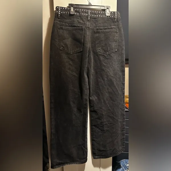 NWOT Edikted Quincy Studded Low Rise Baggy Jeans- Washed Black - Image 12