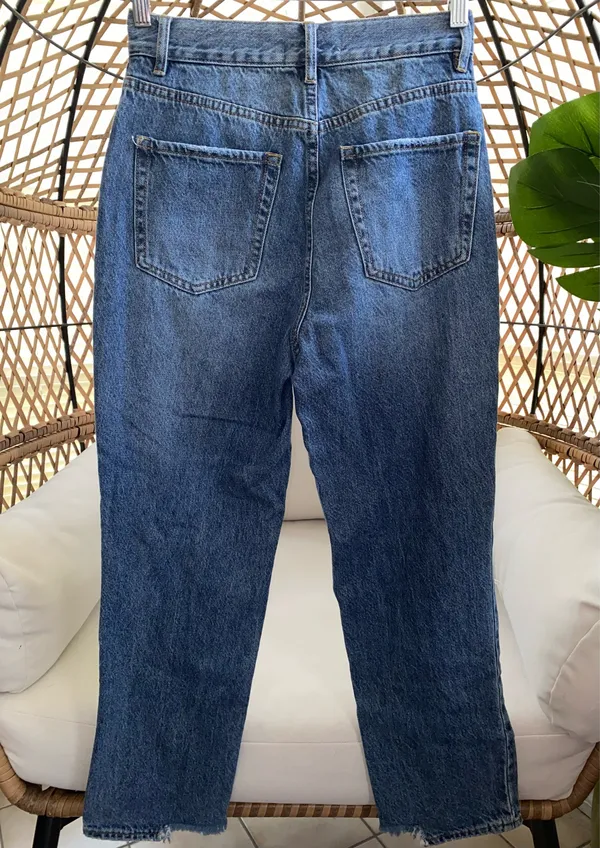 Pacsun Blue Distressed High Waisted Straight Leg Jeans Size 26 - Image 8