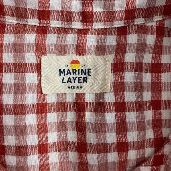 Marine Layer Madeline Relaxed Crop Shirt in Red & White‎ Plaid Size US Medium - Image 12