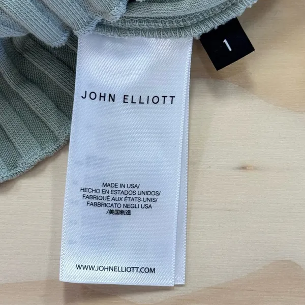 John‎ Elliott Women's Ribbed Knit Mock Neck Top in Soft Green Stretch Small - Image 7