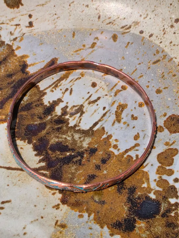Turquoise and Copper Look Bangle Orange - Image 3
