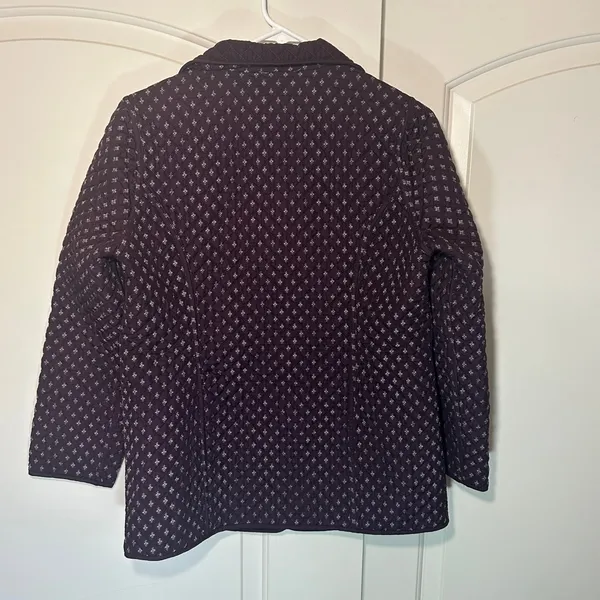 Quilted Jacket Purple Womens Large Diamond‎ French Countryside Style Pockets - Image 2