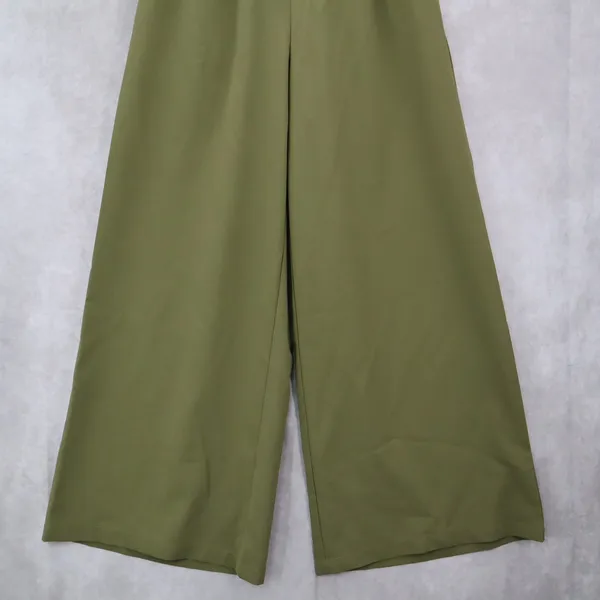Green Wide Leg Boho Comfy Pull On Straight Leg High Rise Trousers Pant S Small‎ - Image 5