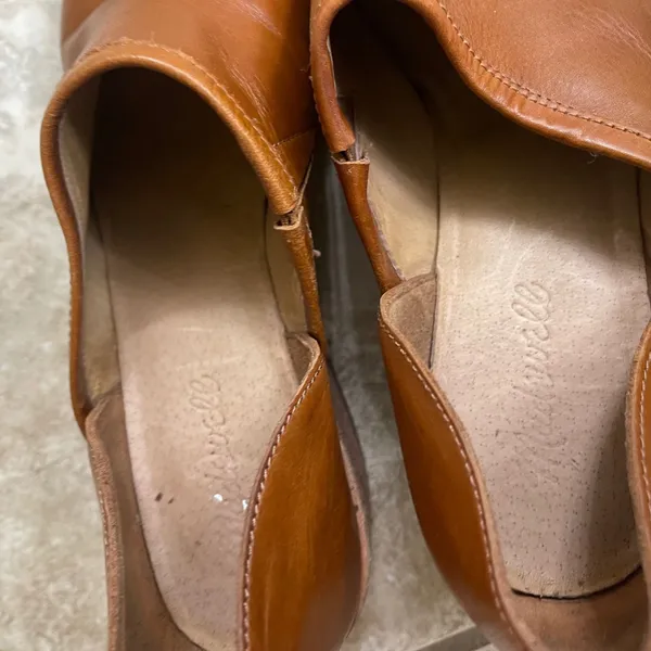 Madewell Brady women's Saddle Brown Leather‎ Pointed Toe Block Heel Shoes Sz 9 - Image 7