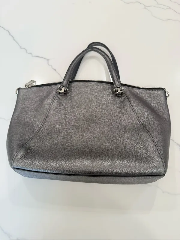 Coach Prairie Satchel Womens Gray Leather Silver Hardware Zip cute preppy y2k - Image 4
