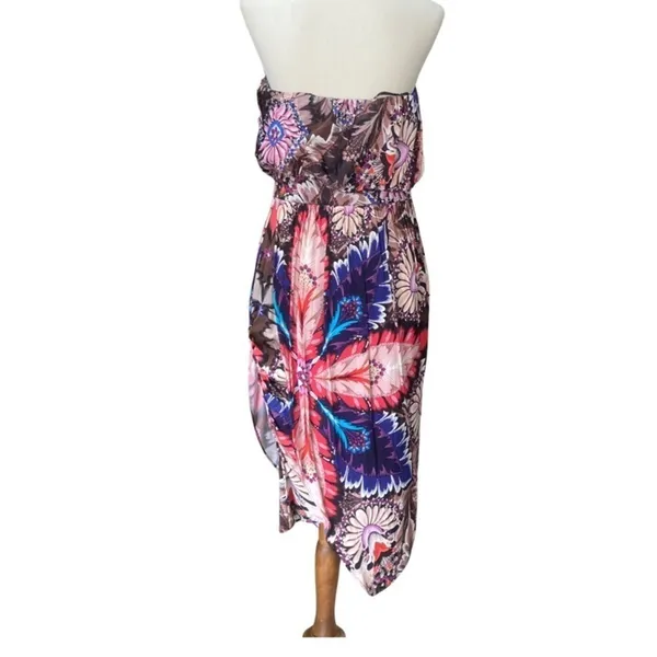 New Ali Ro Womens Dress Sz‎ 6 Silk Strapless Asymmetrical Midi Paisley Floral - Image 6
