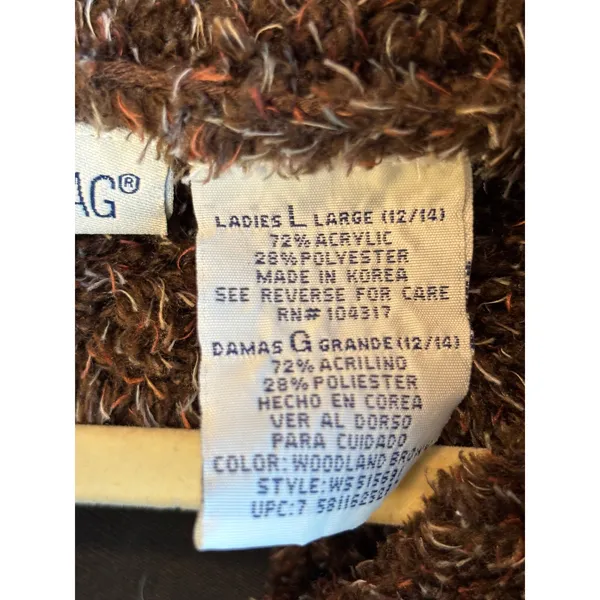 White Stag Woodland Brown Fuzzy Eyelash Knit Belted Cardigan Sweater Large - Image 4