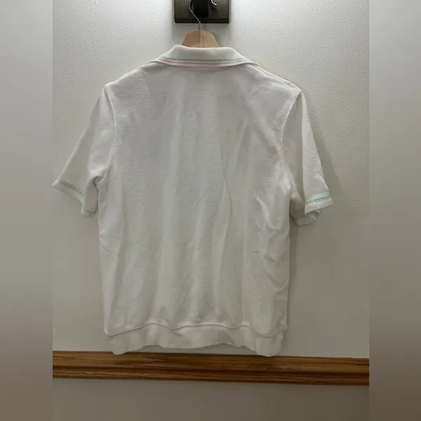 Vintage 80s Beach Grandma Pastel Polo Short Sleeve Top Size Medium 90s - Image 5