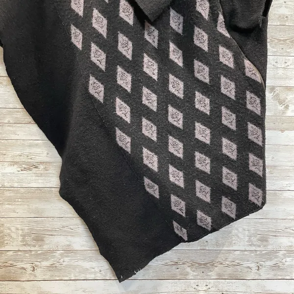 Anthropologie Moth‎ Womens S Wool Shrug Sweater Wrap Cowl Cropped Black Zipper - Image 11