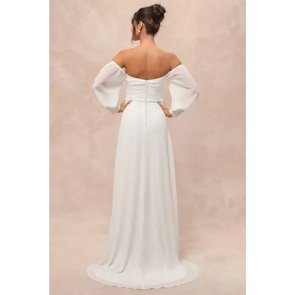 NWT Lulus Adorna White Off-the-Shoulder Maxi Dress Bridal Bride Wedding Size M - Image 3