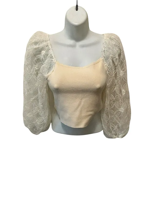 Cloud Ten Lace Puff Sleeve Cropped Sweater Sz L Whimsigoth Witchy Romantic NEW - Image 2