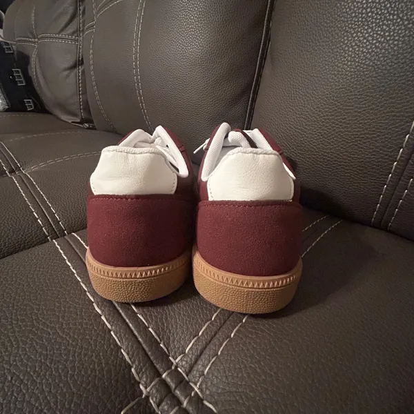 Burgundy and White Women's Sneakers size 41 - Image 2