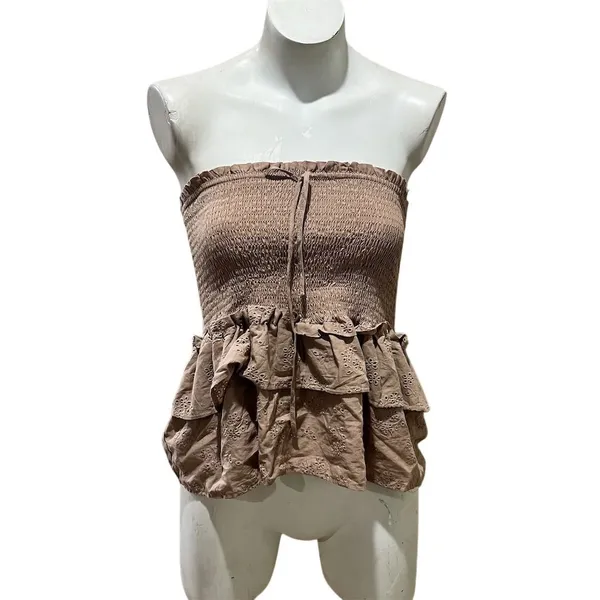 Love Tree Women's Strapless Peplum Top Beige Camisole Size S - Image 3