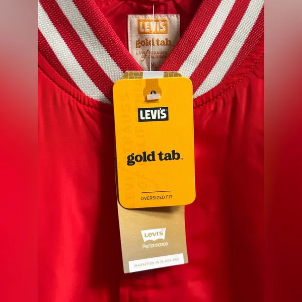 Levi’s Gold Tab Redwood Tech Baseball Jacket Women’s XL Oversized Red‎ Bomber - Image 5