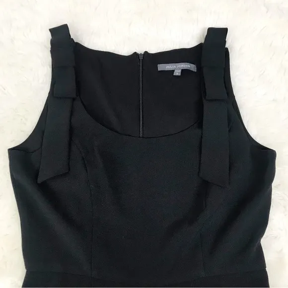 JULIA JORDAN Black Sleeveless Wide Leg Scoop‎ Neck Jumpsuit Bow Shoulder Size 6 - Image 3