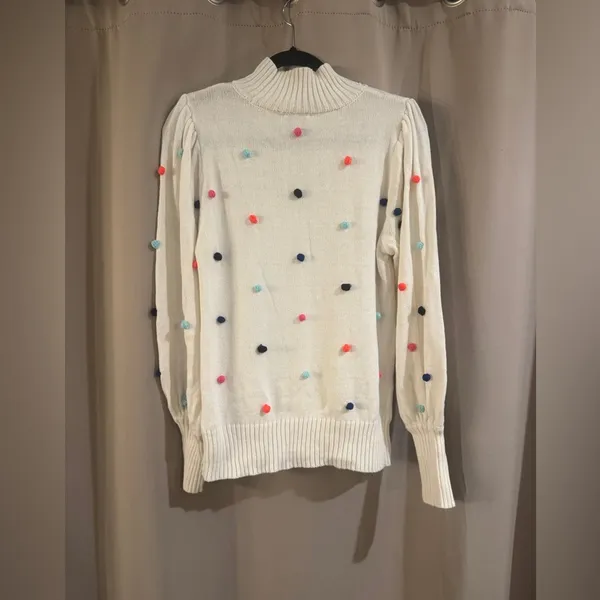 Women's Crown & Ivy Polka Dot Sweater - White with Multicolor Accents - Image 2