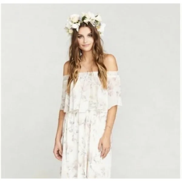 NWT SHOW ME YOUR MUMU Floral Maxi Dress SMALL Hacienda in Ivory Crisp - Image 6