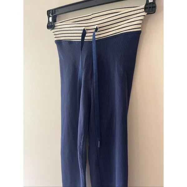 OFFLINE by Aerie Navy Ribbed High Waisted Leggings XS Striped Waistband - Image 3