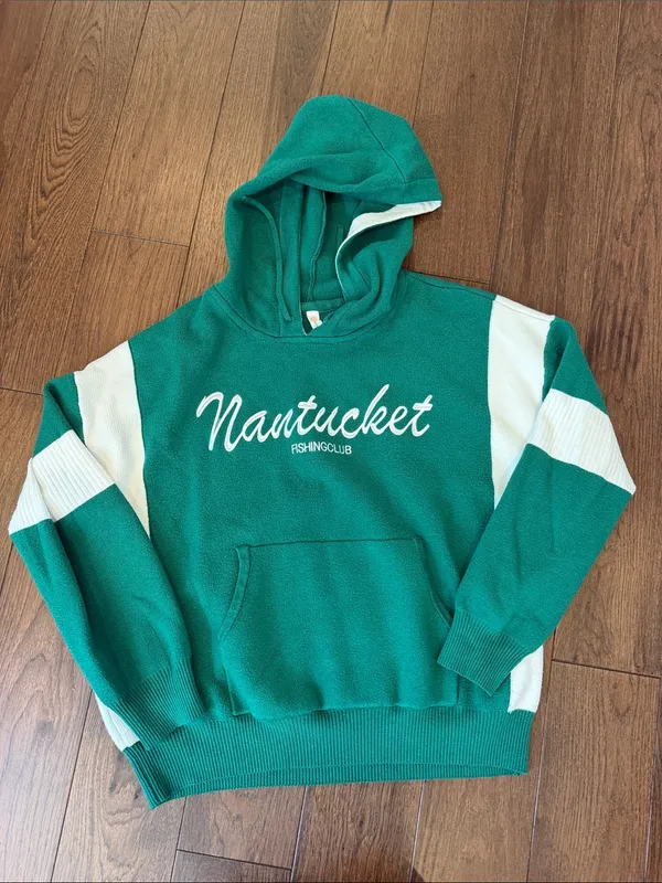Daily Practice Nantucket Knit Hooded Sweatshirt in Green Size XS - C4-108 - Image 2