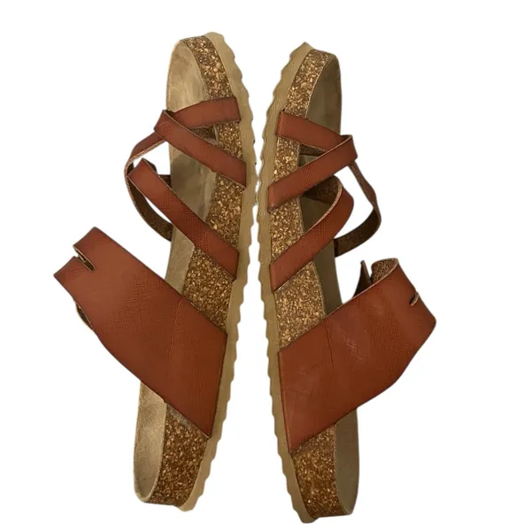 Björndal Sami Cognac Brown Strappy Cork Arch Support Slip on Sandals Sz 7 - Image 9