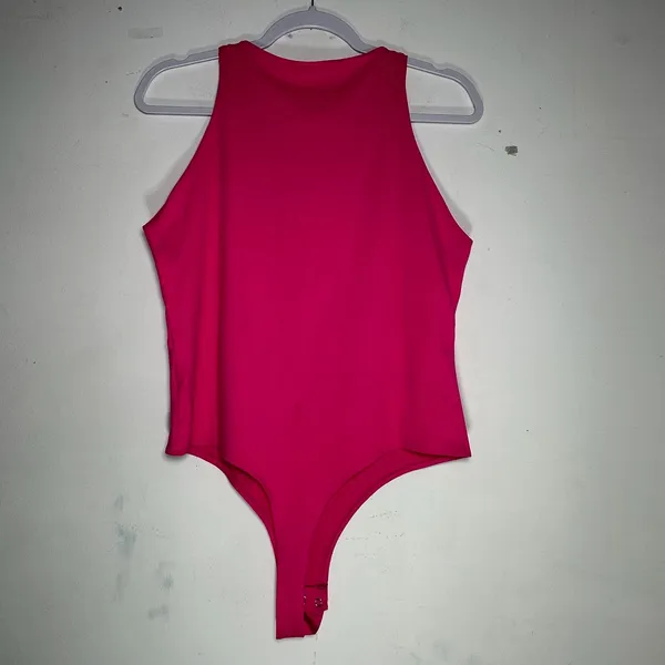 REORIA Women Hot Pink High Neck Racerback Sleeveless Thong Bodysuit XL‎ 8638 - Image 2