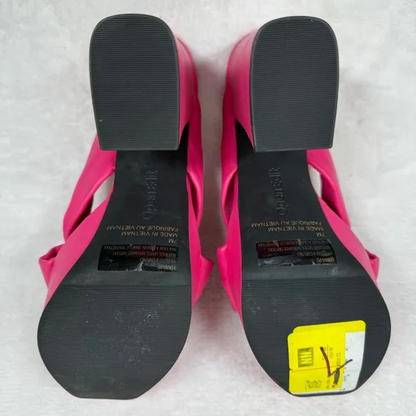Open Edit Pink Knot Platform Mules Square Toe Block Heel‎ Sandals Womens 7 - Image 13