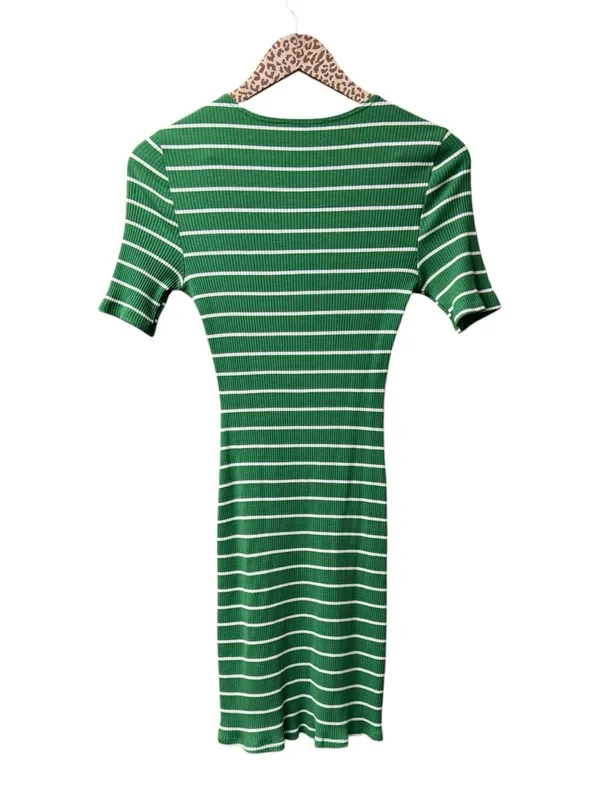 Reformation Jeans Kendy Short Sleeve Knit Sweater Dress Striped Green Small - Image 4