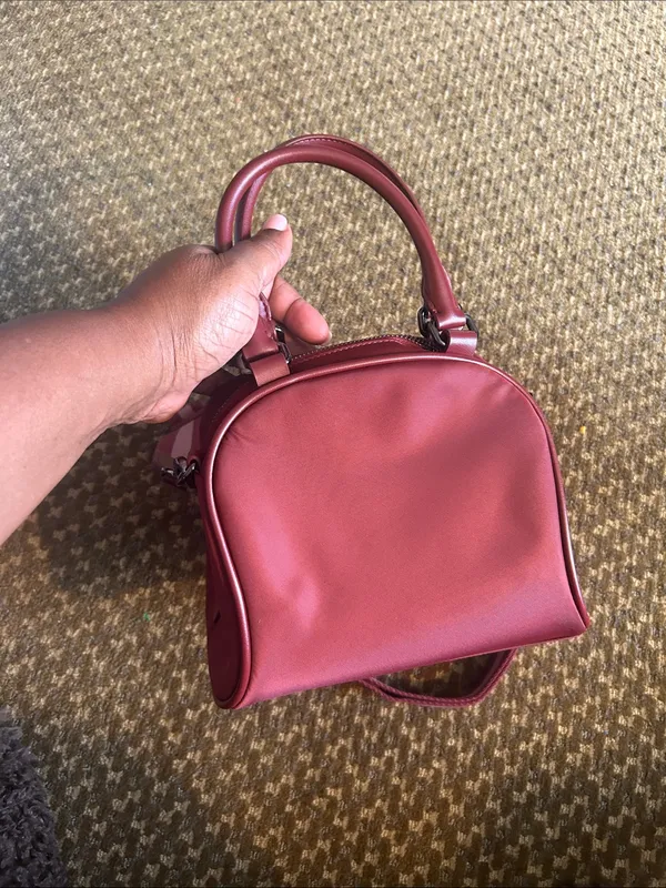 Lululemon Wine Burgundy Structured Bowler Crossbody Tote Bag - Image 6