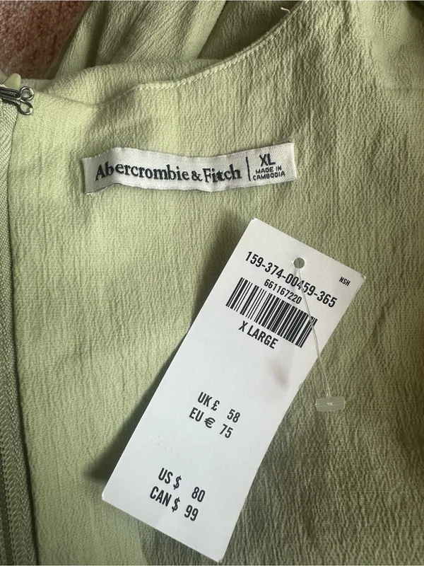 NWT Abercrombie Short Sleeve Skimming Square Neck Short Mini Dress green XL - Image 4